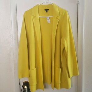 Talbott Plus Yellow Wool Blend Sweater Knit Blazer Cardigan Size 1X